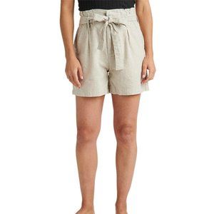 NWT Jag High Rise Belted Pleat Paper Bag Short In Oatmeal